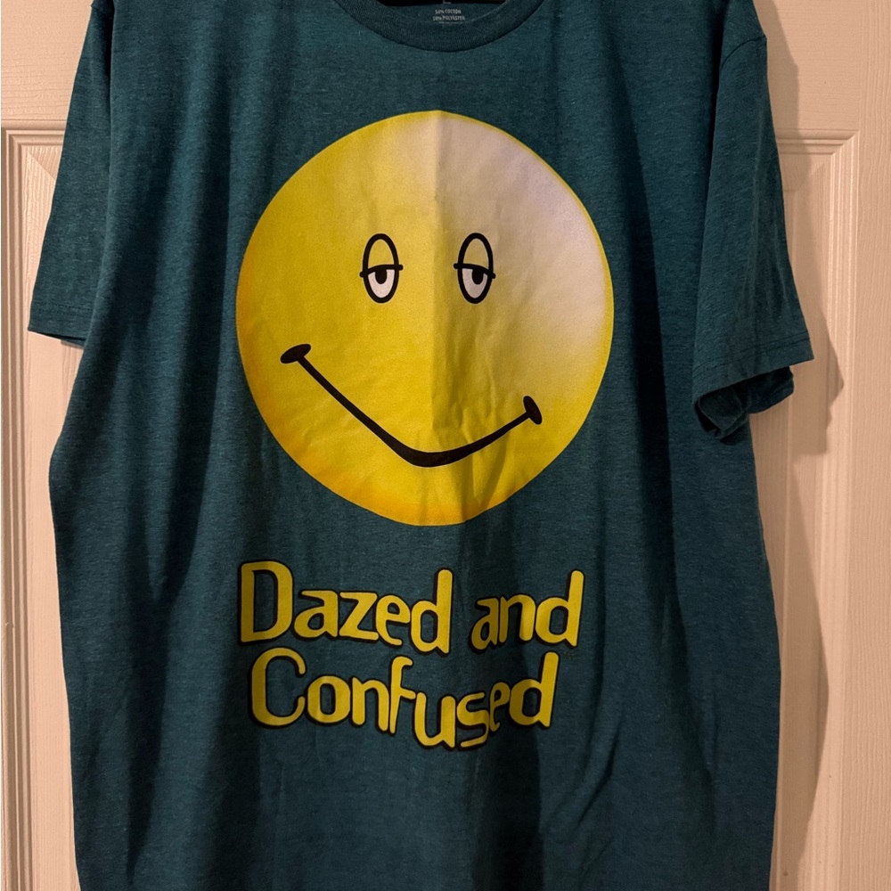Teal T-Shirt with Yellow Smiley Face